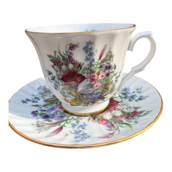 Crown Staffordshire Fine Bone China Floral Teacup & Saucer Set Victorian England - Picture 3 of 13